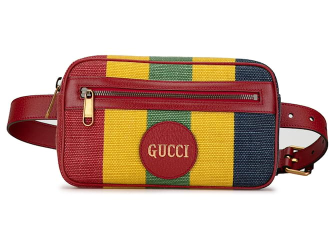 Sac ceinture à rayures rouge Gucci Baiadera Toile Tissu  ref.1415302