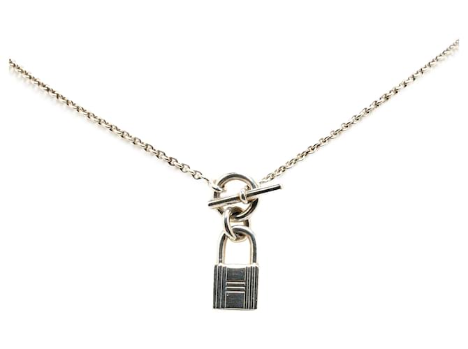 Hermès Silver Cadenas Kelly Collier pendentif en argent sterling Métal Argenté  ref.1415315