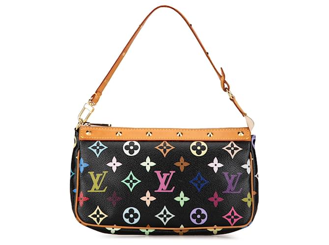 Louis Vuitton Black Monogram Multicolore Pochete Acessórios Preto Couro Lona  ref.1415317