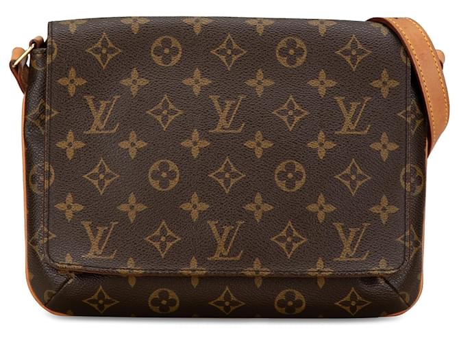 Cinturino corto Louis Vuitton Musogram Musango Tango marrone Pelle Tela  ref.1415323