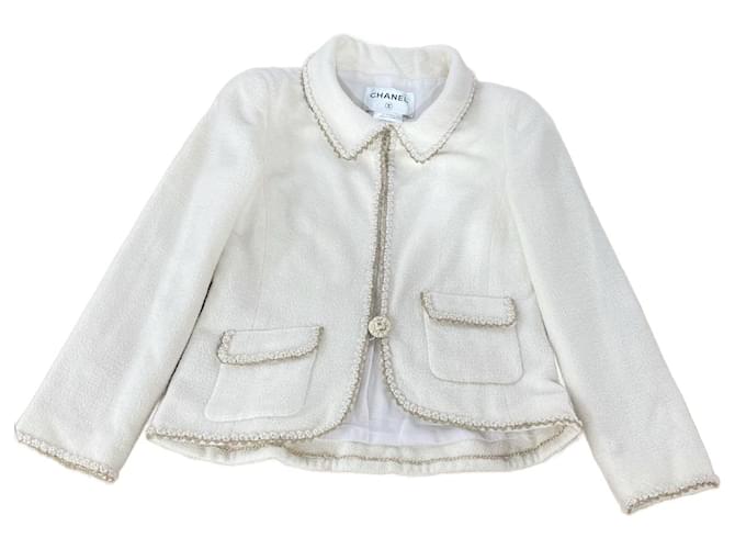 Chanel Jackets Cream Silk Wool Nylon  ref.1415395