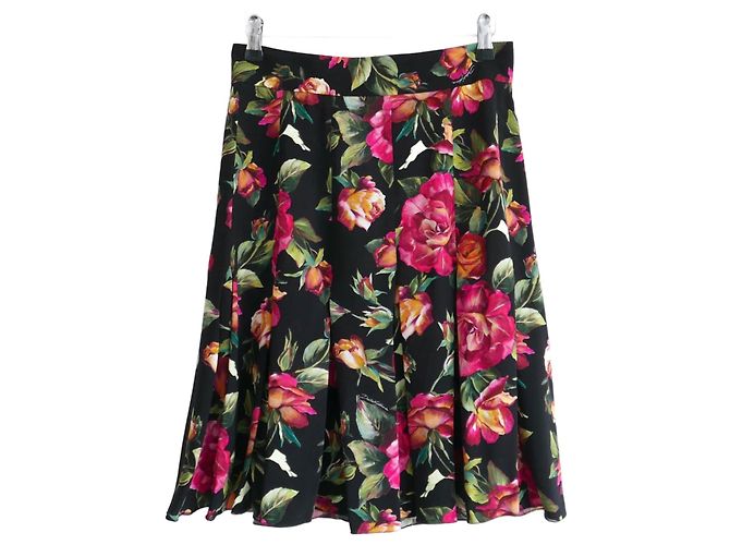 Falda plisada estampada de rosas de Dolce & Gabbana Negro Roja