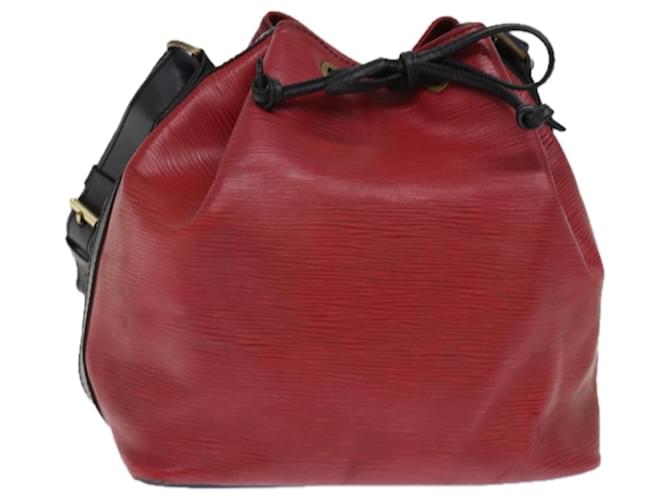 LOUIS VUITTON Epi Petit Noe Sac Bandoulière bicolore Noir Rouge M44172 Auth LV 76862 Cuir  ref.1415410