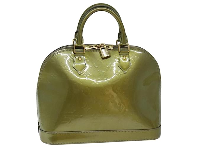 LOUIS VUITTON Monograma Vernis Alma PM Bolsa de mão Véu Olive M91582 Autenticação de LV 77311 Couro envernizado  ref.1415425