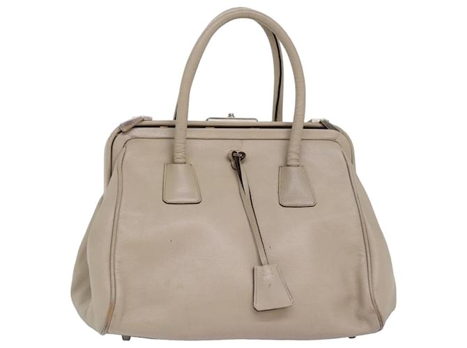 PRADA Borsa A Mano Pelle Beige Auth 77082  ref.1415437