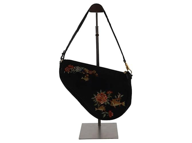 Dior Minibolso Saddle clásico vintage Negro Paño  ref.1415486