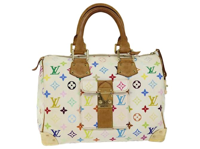 LOUIS VUITTON Monograma Multicolor Speedy 30 Bolsa de mão branca M92643 Auth yk12808 Branco  ref.1415505