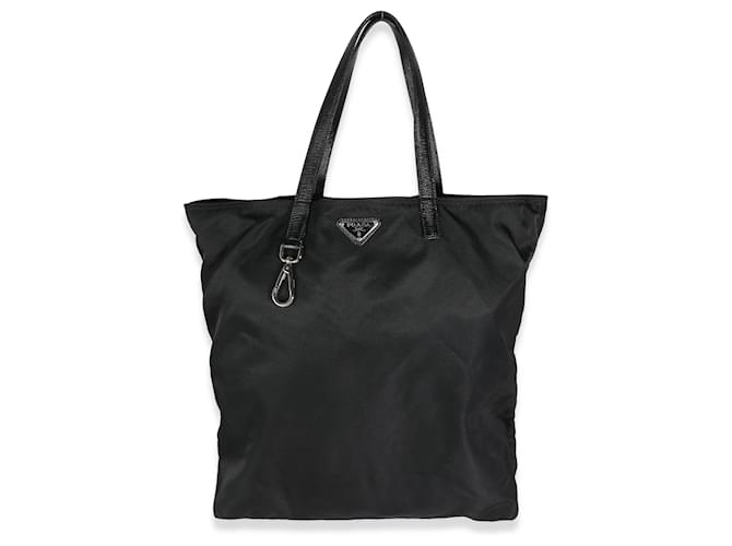 Prada Black Nylon Logo Shopper Tote  ref.1415531