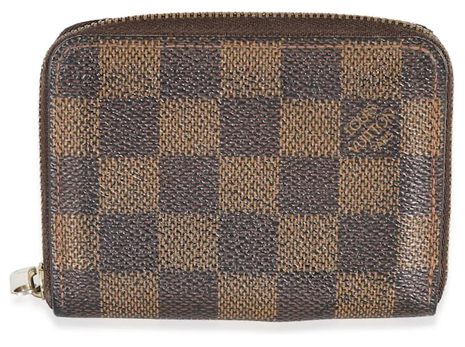 Zippy Monedero Louis Vuitton Damier Ebene de lona con cremallera Castaño Lienzo  ref.1415532