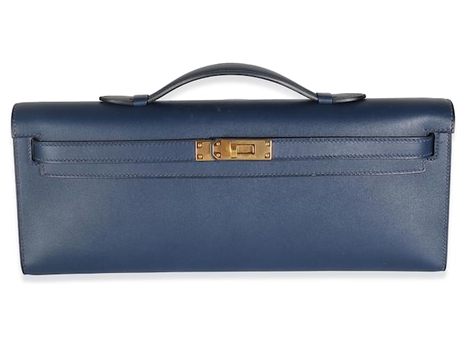 Hermès Bleu Navy Swift Kelly Cut GHW Blue Leather  ref.1415533