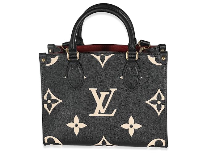 Louis Vuitton Monograma Gigante Preto Bege Empreinte Onthego PM Couro  ref.1415566