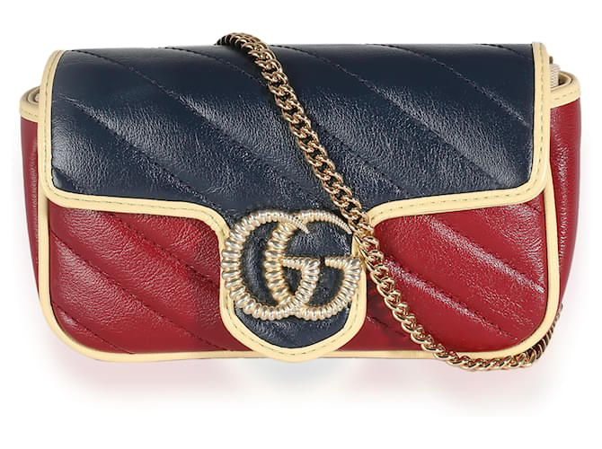 Gucci Tricolour Azalea calf leather Diagonal Super Mini Torchon GG Marmont Multiple colors  ref.1415572