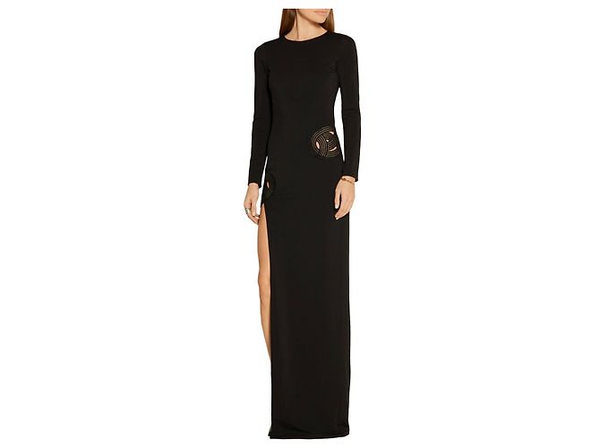 Haney Gaia geschlitztes Abendkleid Schwarz