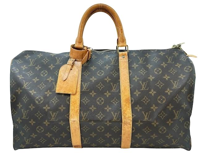 Louis Vuitton Keepall 50 Castaño Lienzo  ref.1415619