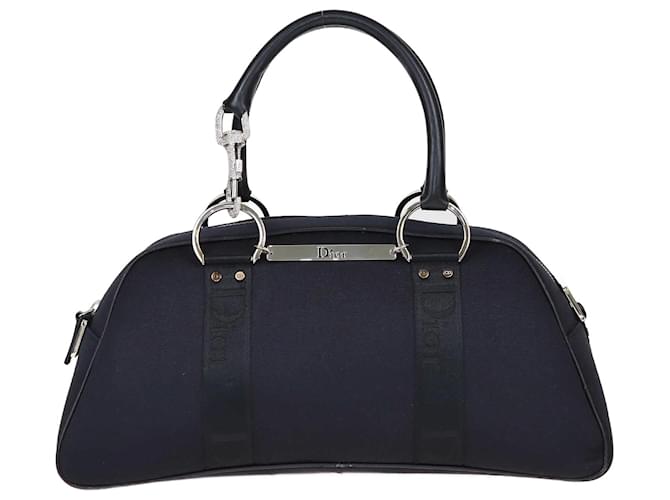 Bolsa de boliche com gancho de cristal preto Dior Couro  ref.1415688