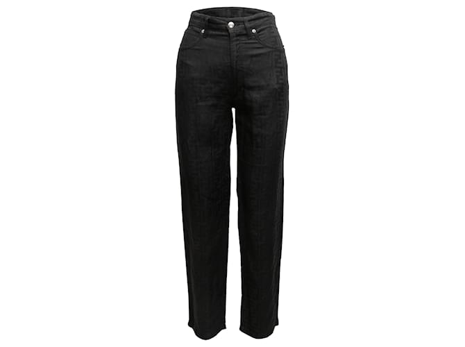 Autre Marque Vintage Black Fendi Jeans Straight-Leg Zucca Jeans Size 28 Synthetic  ref.1415760