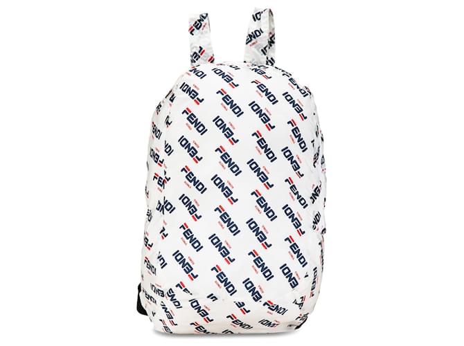 Weißer, verstaubarer Rucksack von Fendi x Fila Mania Leinwand  ref.1415820