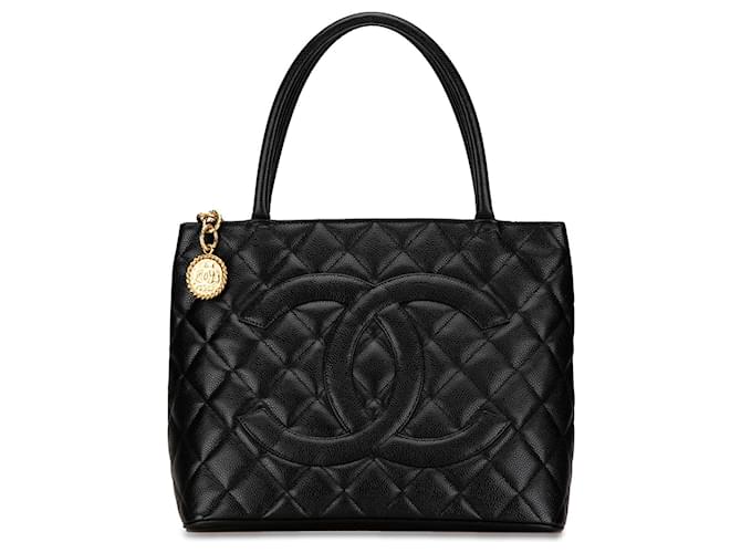 Black Chanel Caviar Medallion Tote Leather  ref.1415862