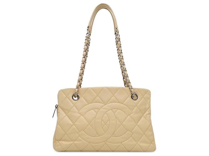 Bolso shopper suave beige Chanel Caviar Timeless CC Cuero  ref.1415873