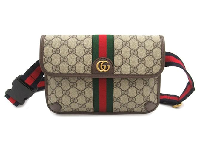 Bolsa de cinto Gucci GG Supreme Ophidia bege Couro  ref.1415903