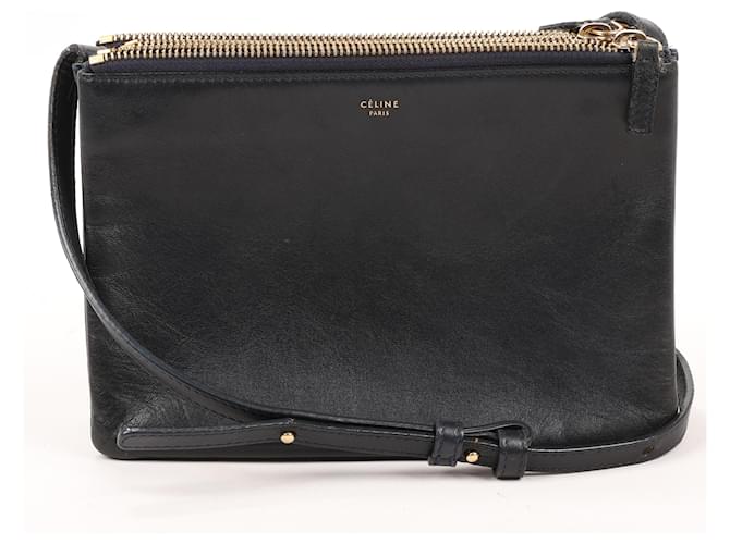 Céline Petit sac à bandoulière Trio en cuir Celine en bleu marine  ref.1415925