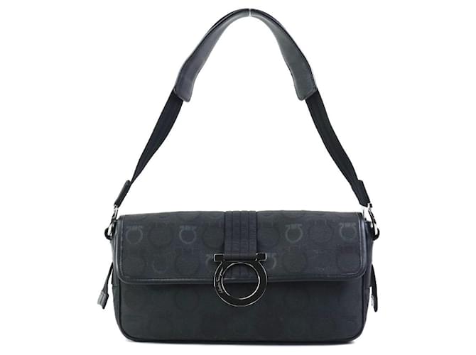 Salvatore Ferragamo Gancini Preto Lona  ref.1415972