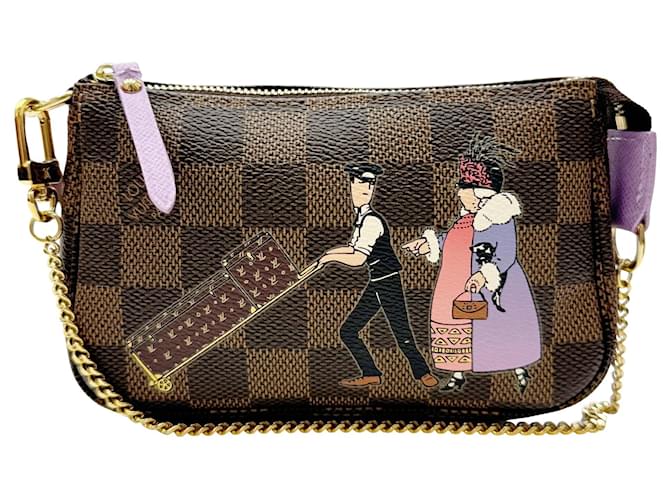 Louis Vuitton Mini Pochette Accessoires Marrom Lona  ref.1415975