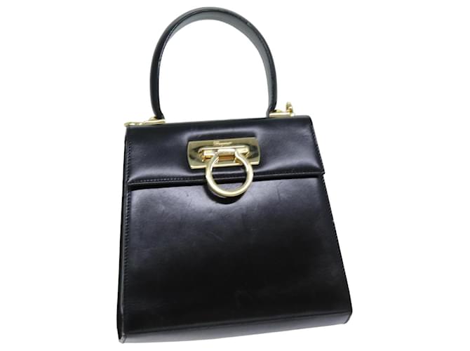 Salvatore Ferragamo Gancio Preto Couro  ref.1416058