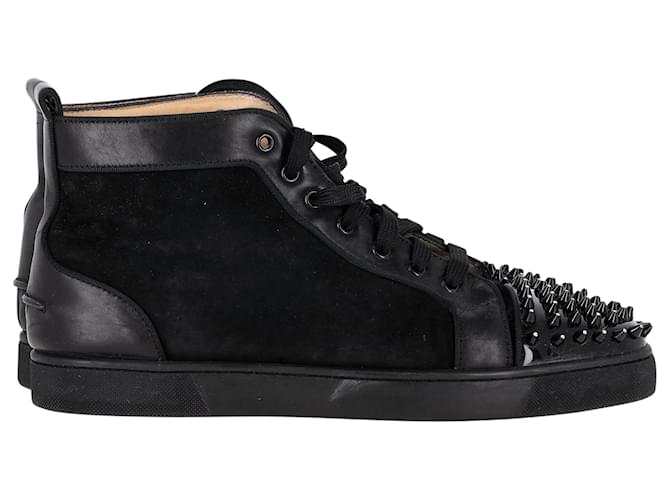 Christian Louboutin „Louis Spikes“ High-Top-Sneaker aus schwarzem Leder  ref.1416089