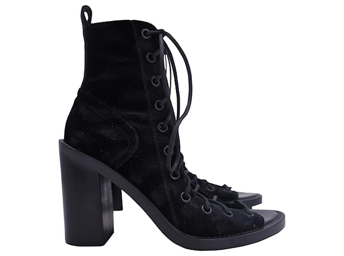 Ann Demeulemeester Lace-Up Sandals in Black Velvet ref
