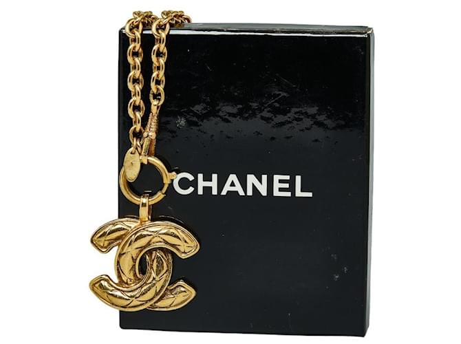 Chanel Coco Mark Logo Gold Plated Necklace in Very Good Condition Golden Metal  ref.1416115