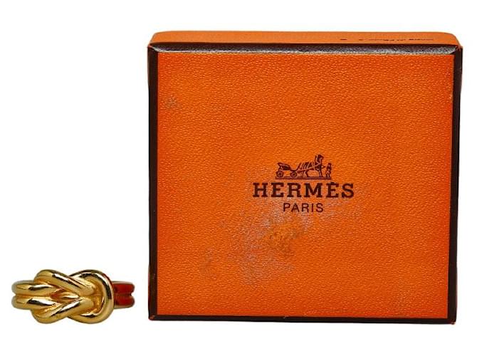 Ring Hermès Anneau de foulard Hermes Atame plaqué or en très bon état Métal Doré  ref.1416119