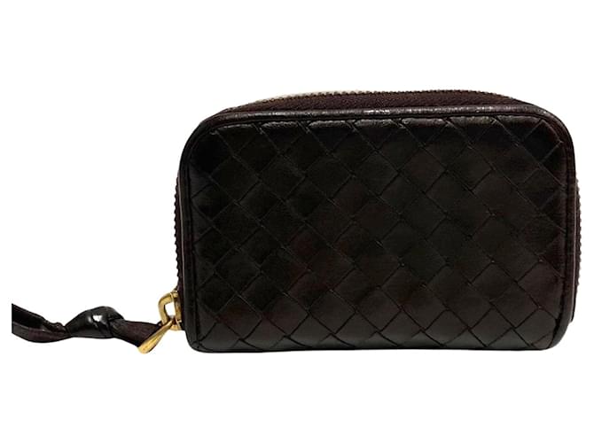 Cartera corta de cuero con cremallera Intrecciato de Bottega Veneta en muy buen estado  ref.1416123