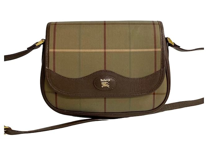 Bolsa transversal de lona xadrez Burberry em muito bom estado  ref.1416127