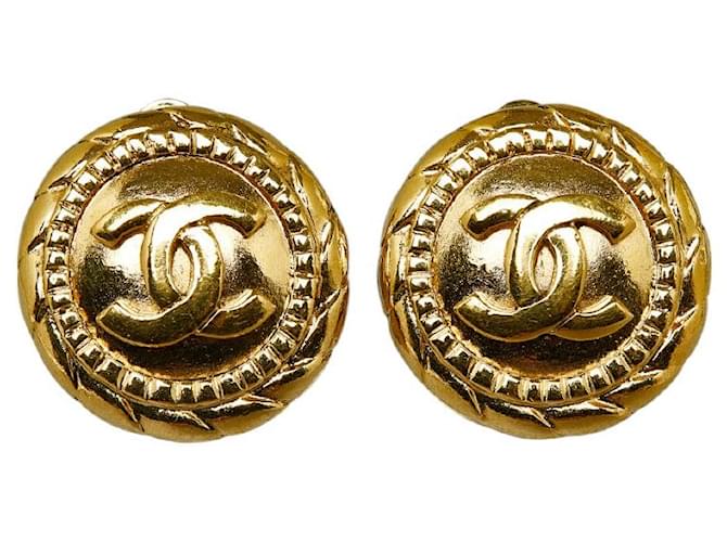 Boucles d'oreilles Chanel Coco en plaqué or en excellent état Métal Doré  ref.1416148