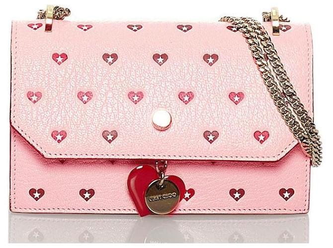 Bolsa de ombro de couro Jimmy Choo Valentines Finley Bolsa de ombro de couro em bom estado  ref.1416165