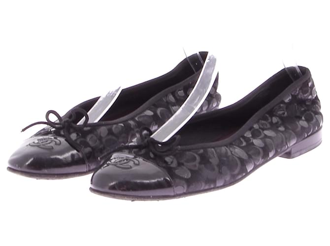 CHANEL Ballerinas T.EU 39.5 Leder Schwarz  ref.1416182