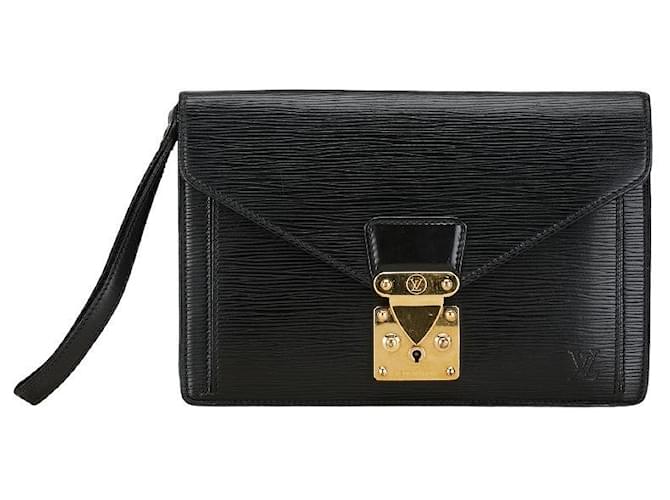 Louis Vuitton Bolsa Clutch Epi Pochette Serienne Dragonne M52612 em boa condição Preto Couro  ref.1416217