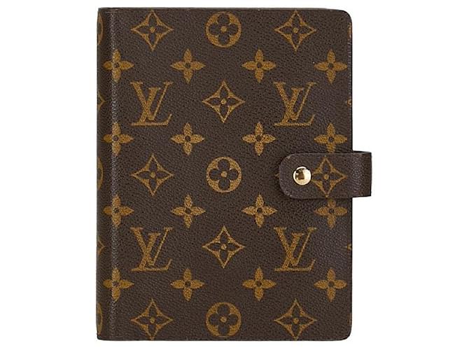 Couverture de carnet Louis Vuitton Monogram Agenda MM en cuir PVC marron en très bon état Plastique  ref.1416218