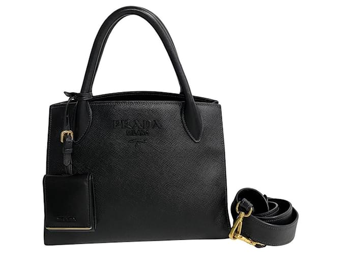 Bolsa de couro Saffiano da Prada em muito bom estado  ref.1416226