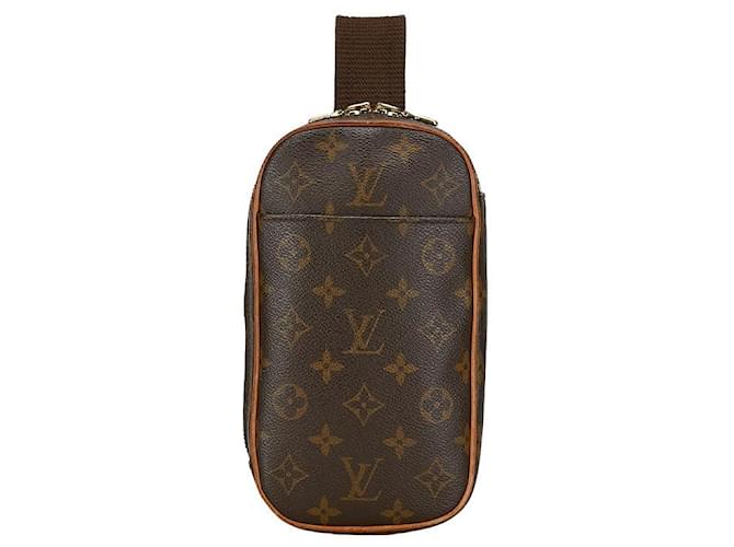 Bolsa de cintura Louis Vuitton Monogram Pochette Gange M51870 em muito bom estado Marrom Plástico  ref.1416228