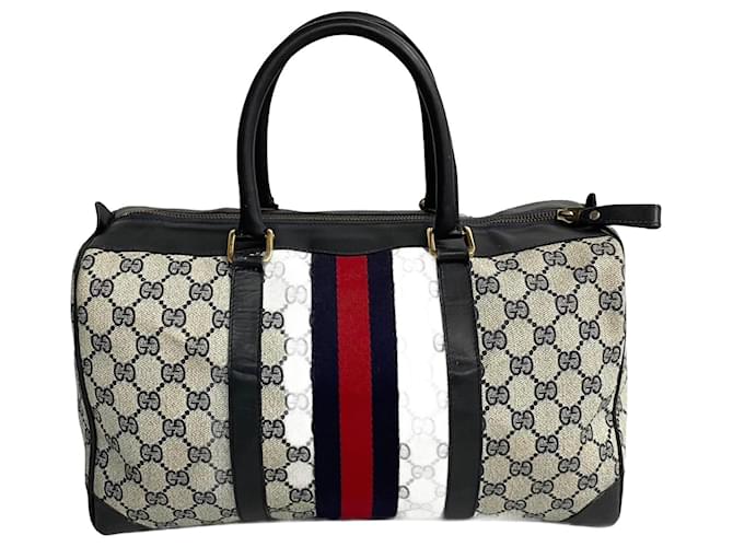 Gucci GG Supreme Boston Bag Canvas Handbag in Very Good Condition Cloth  ref.1416229