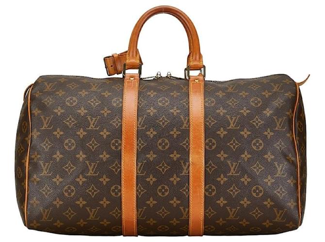 Borsa da viaggio Louis Vuitton Monogram Keepall Bandouliere 45 M41428 in pelle PVC marrone in buone condizioni Tela  ref.1416230