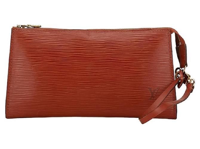 Clutch de couro Epi Pochette Accessoire Louis Vuitton M52943 em bom estado Marrom  ref.1416231