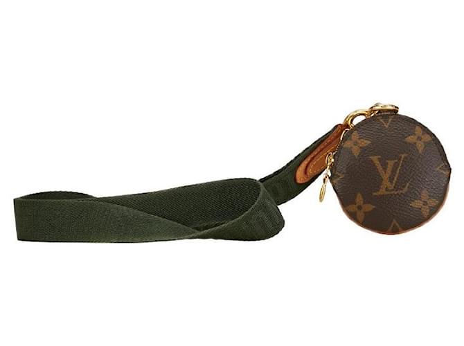 Estojo de moedas Multi Pochette Monogram Lanyard Louis Vuitton M69556 em PVC couro lona marrom verde em ótimo estado Plástico  ref.1416243