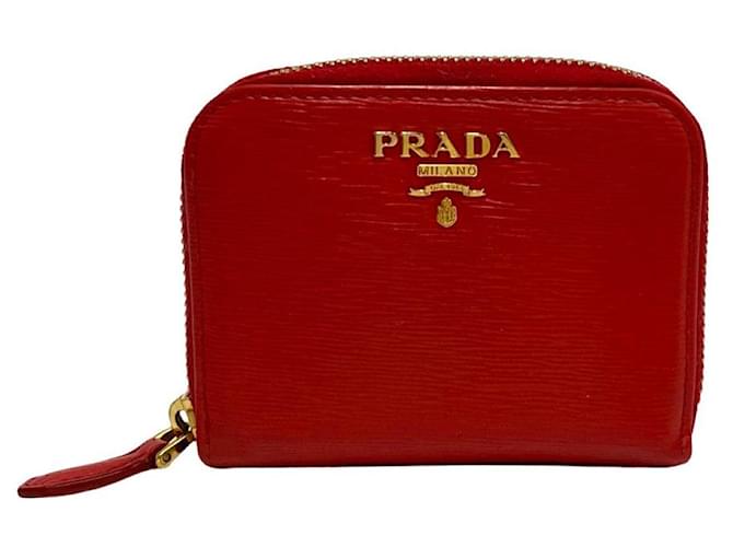 Monedero de cuero Prada con cremallera en muy buen estado  ref.1416247