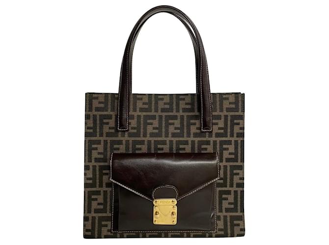 Sac fourre-tout en toile Fendi Zucca en très bon état  ref.1416265