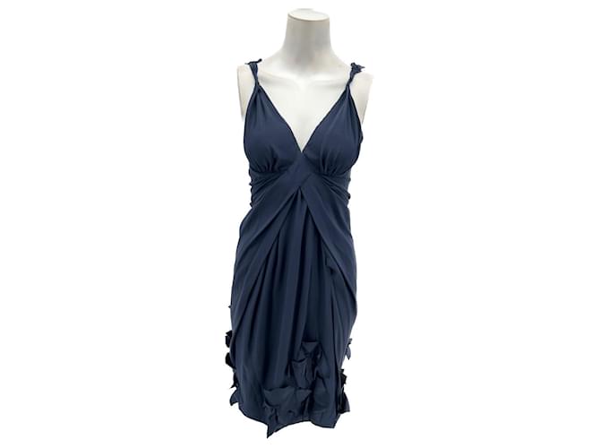 PRADA  Dresses T.it 40 silk Navy blue  ref.1416302