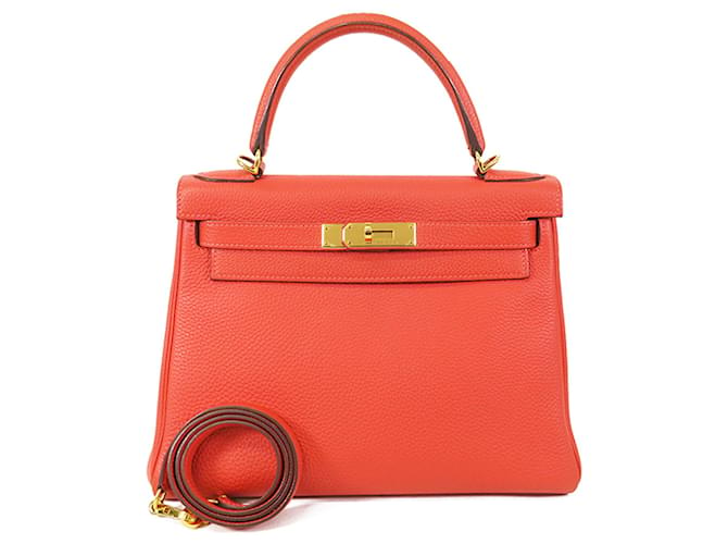 Hermès Red Togo Kelly Retourne 28 Leather Pony-style calfskin  ref.1416354