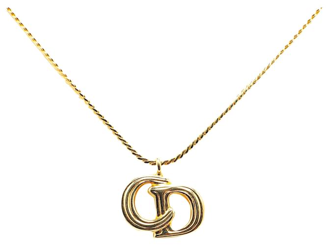 Dior Gold Gold Plated CD Logo Pendant Necklace Golden Metal Gold-plated  ref.1416364